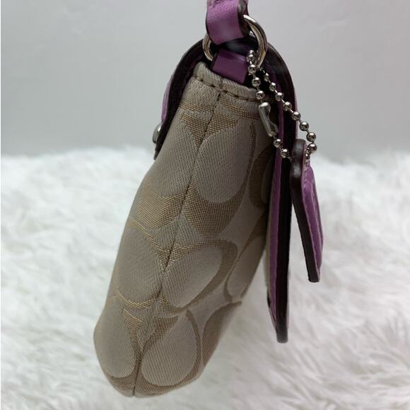 Coach Purple Khaki mini signature canvas purse / wristlet - Picture 3 of 12